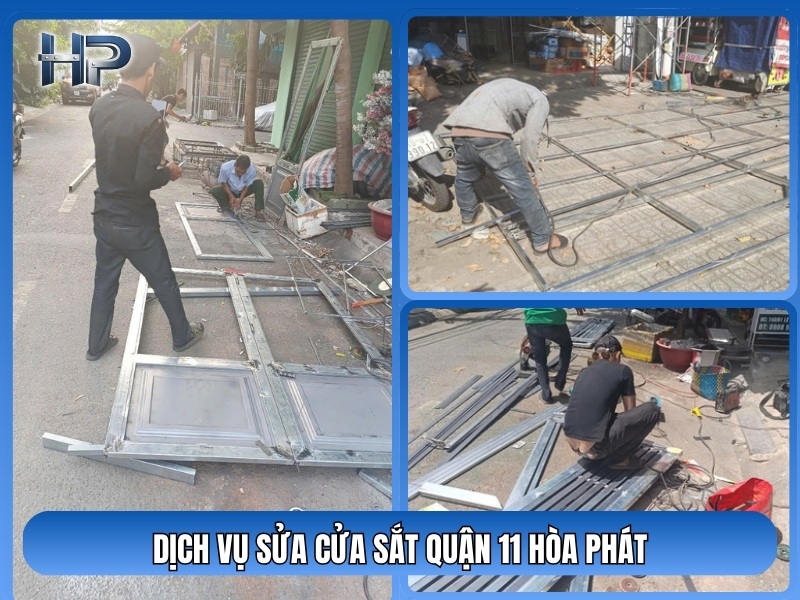 1. Dịch Vụ Hàn Sửa & Gia Cố Cửa Sắt (Thợ hàn sắt tại nhà Quận 11) Đội ngũ thợ hàn sắt tại nhà Quận 11 của Hòa Phát chuyên xử lý các sự cố phần cứng và kết cấu cửa: Xử lý sự cố cửa xệ, kẹt: Cắt ngắn chân cửa, nâng bản lề, chỉnh sửa khung bao để cửa đóng mở nhẹ nhàng. Hàn bản lề & Mối nối: Hàn lại bản lề bị gãy, bung mối hàn, gia cố thêm bản lề mới cho cửa nặng. Sửa chữa khóa & Chốt cửa: Thay thế bát khóa (khoen khóa), hàn bát khóa chống trộm, lắp thêm chốt an toàn bên trong/bên ngoài. Gia cố khung bảo vệ: Hàn thêm khung sắt bảo vệ sân thượng, giếng trời, chuồng cọp ban công. Làm mái tôn, mái che: Hàn khung và lợp mái tôn chống nóng, thay tôn cũ nát.
